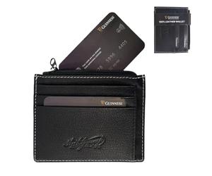 Guinness Cartera plegable oficial de cuero para hombre, bloqueo RFID, 6 ranuras para tarjetas, compartimento para notas y 2 bolsillos ocultos, cartera de cuero genuino para tarjetas de crédito