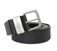 Guinness Cinturón oficial de cuero de grano completo para hombre, cuero negro resistente con doble costura y hebilla de metal, regalo de marca auténtica, Ajustable: corte para adaptarse, Taille unique