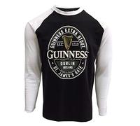 Guinness Dublin Label Manga Larga Cuello Redondo De Los Hombres Parte Superior Negro XXX-Large