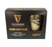 Guinness Home Bar Pack Vasos de Pinta, Toalla de Bar y Naipes Gravity
