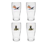 Guinness Juego de 4 vasos de pinta ideales para el hogar, bar y cocina (tucán volador/tortuga)