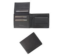 GUINNESS Juego de regalo de cartera y llavero de cuero negro - Bloqueo RFID, cartera plegable de cuero genuino para hombre, tarjetero delgado, cartera elegante y duradera para hombre - Producto