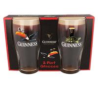 Guinness Official Merchandise Tortuga / Toucan Gilroy - Juego de vasos de pinta (2 pintas), transparente