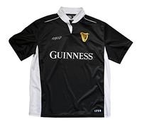 Guinness Official Merchandise White Performance Rugby Shirt Manga Corta, L, Negro