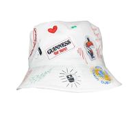 Guinness Sombrero de pescador de sol blanco con diseños de garabatos, blanco, Talla única