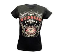 Guinness Camiseta de mujer Butterfly & Extra Foreign Stout estampada negra