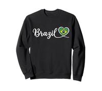 Guión Cursiva de Brasil con corazón de Bandera Nacional Sudadera