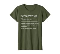 Guionista Divertido Definición Escritor de Pantalla Hombres Mujeres Camiseta, Mujer, Verde Oliva, L