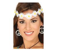 Guirca 17389 - Tiara Hippie Flores Margaritas, Color Blanco y Amarillo