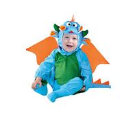 Fiestas Guirca Disfraz de dragón para bebé (18-24 meses) - Mono, capucha, alas y cola - Azul y naranja