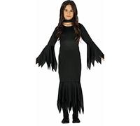 Fiestas Guirca Disfraz Morticia joven señorita de tinieblas para niña Negro 5-6 años (110-115 cm)