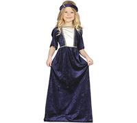 Guirca - Disfraz medieval con vestido y diadema, para niños de 5-6 años, color azul (85597)