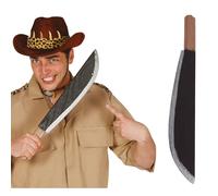 GUIRCA | Machete de Disfraz Safari para Adulto, Machete Grande Decorativo, Estilo Aventurero con Hoja Plateada y Mango Marrón, Ideal para Fiestas Temáticas y Carnaval