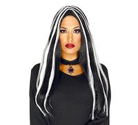 Guirca- Peluca de Bruja con mechas, Color Negro, Talla única (4172)