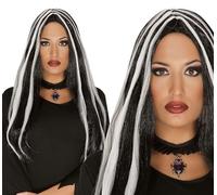Guirca- Peluca de Bruja con mechas, Color Negro, Talla única (4172)