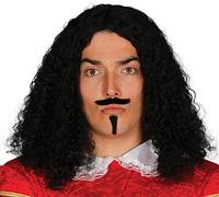 Guirca- Peluca época con bigote y perilla en caja, Talla única (4573.0)