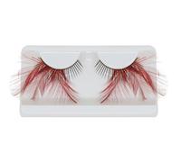 Guirca Pestañas Rojas y Negras con Plumas - Disfraz de Carnaval - Unisex - Carnaval, Fiesta, Halloween