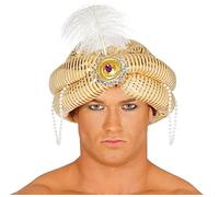 Guirca- Sombrero marajá, Color oro/plata, Talla única (13812.0)