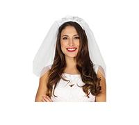 Fiestas Guirca – Diadema con velo de novia – Talla única, blanco – Accesorio despedida de soltera