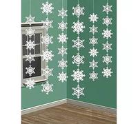 Guirlanda Colgante de Copos de Nieve de Papel para DIY - Decoración para Navidad, Invierno y Hogar - Kit de 5 Piezas (1.5m) con 30 Copos