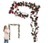guirlanda Flores Artificiales Rosas Rojas champaña x2 - decoración Mural Elegante - 2m por vástago - casa de Boda Fondo Foto - Alta imitación sin Mantenimiento