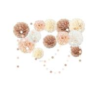 Guirlanda Pom Pom 15 Pompones de Papel Seda Blanco - Elegante Set decoración for Bodas con Guirnalda Lunares, Ideal for