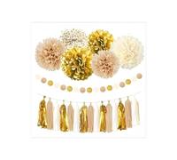 Guirlanda Pom Pom Adornos for Fiestas: Pompones de Papel, Guirnalda Lunares, borlas, decoración for Bodas, cumpleaños y mesas