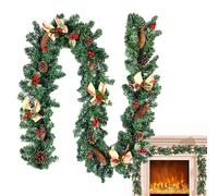 Guirlande De Sapin Artificiel - 2,7m Guirlande De Noël Avec Pommes De Pin | Décoration De Porte Suspendue Rouge Vert En PVC | Décor Intérieur Extérieur Cheminée Portail Fête Maison