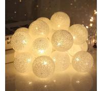 Guirlande Lumineuse Coton Boules Alimenté par Pile,300CM 20LED Guirlande Lumineuse Boule,pour Noël Halloween Boda Anniversaire Mariage Habitación Infantil Decoración