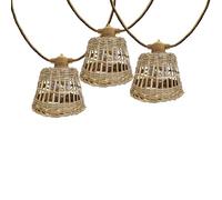 Guirlande lumineuse extérieur raccordable 10 abat-jour naturels en rotin SAMOA LIGHT HYBRID LED blanc chaud 7m50 solaire et sur secteur