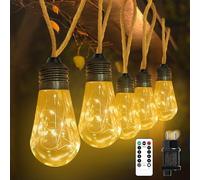 Guirlande lumineuse LED Extérieur et Intérieur, 7M 20LED Vintage Guirnaldas Luces électrique avec Corde de Chanvre, Ampoules LED 8 Modes Timer, Déco pour jardins Fête Balcon Chambre(Blanco Cálido)