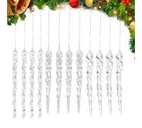 Guirlandes De Noël Glaçons - Lot De 12 Décorations Glaçon Acrylique | Guirlande Pendentif Pour Sapin, Décoration Intérieure Contemporaine Et Extérieure De Noël Mur, Maison, Café, Fête