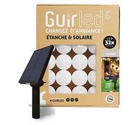 GuirLED - Guirnalda Bolas luminosa LED para exteriores - Impermeable IP65 - Panel solar de alta eficiencia - Encendido y apagado automático - Flocon - 32 Bolas
