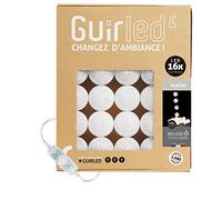 GuirLED - Guirnalda luminosa bolas de algodón LED USB- Luz de noche para bebé 2h - Adaptador de corriente dual USB 2A incluido - 3 intensidades - 16 bolas 1,6m - Flocon