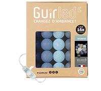 GuirLED - Guirnalda luminosa bolas de algodón LED USB- Luz de noche para bebé 2h - Adaptador de corriente dual USB 2A incluido - 3 intensidades - 16 bolas 1,6m - Byzantin