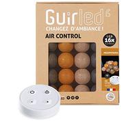 GuirLED - Guirnalda luminosa bolas de algodón LED USB - Mando a distancia inalámbrico - Luz nocturna bebé 2h - Adaptador de red doble USB 2A incluido - 4 intensidades - 16 bolas 1,6 m - Mesopotamia