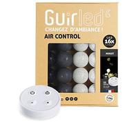 GuirLED - Guirnalda luminosa bolas de algodón LED USB - Mando a distancia inalámbrico - Luz nocturna bebé 2h - Adaptador de red doble USB 2A incluido - 4 intensidades - 16 bolas 1,6 m - Medianoche