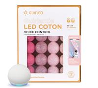 GuirLED - Guirnalda luminosa bolas de algodón LED USB WIFI- Control de voz - Hogar conectado - Amazon Alexa y Google Assistant - Adaptador de corriente 2xUSB incluido - 32 bolas 3,2m - Princesa