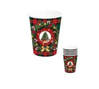 GUIRMA | 6 Vasos Desechables Árbol de Navidad (240 ml) - Decoración de Mesa para Fiestas Navideñas y Celebraciones de Año Nuevo - Ideal para Eventos Festivos - Multicolor