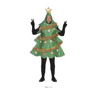 GUIRMA | Disfraz Árbol de Navidad Adulto (52-54/L) - Capucha y Túnica - Disfraces de Xmas y Año Nuevo para Fiestas de Disfraces y Celebraciones Navideñas - Unisex - Verde y Oro