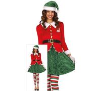 GUIRMA | Disfraz Ayudante de Santa para Mujer (38-40/M) - Casaca, Cinturón, Falda, Gorro y Pantalón - Disfraces de Navidad, Año Nuevo y Fiestas de Papá Noel - Ideal para Adultas - Rojo y Verde
