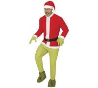 GUIRMA | Disfraz Christmas Hater Adulto (46-48/S) - Casaca, Cinturón, Gorro, Guantes y Pantalón - Disfraces de Elfo para Navidad, Año Nuevo y Fiestas de Disfraces - Hombre - Rojo y Verde