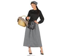 GUIRMA | Disfraz de Castañera Adulta (44-46/XL) - Vestido, Delantal y Pañuelo - Disfraces de Navidad y Año Nuevo para Fiestas y Celebraciones - Ideal para Mujeres - Negro