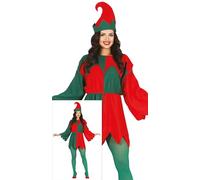 GUIRMA | Disfraz de Elfa Adulta (38-40/M) - Vestido y Gorro - Disfraces de Navidad, Cuentos y Hadas para Fiestas de Año Nuevo y Celebraciones - Ideal para Mujeres - Rojo y Verde