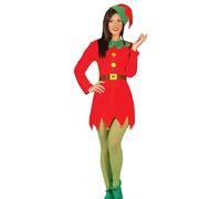 GUIRMA | Disfraz de Elfa Adulta (44-46/XL) - Gorro y Vestido - Disfraces de Navidad, Cuentos y Hadas para Fiestas de Año Nuevo y Celebraciones - Ideal para Mujeres - Rojo y Verde