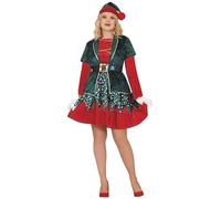 GUIRMA | Disfraz de Elfa Adulta (44-46/XL) - Vestido, Chaleco, Cinturón y Gorro - Disfraces de Cuentos, Hadas y Fiestas de Fin de Año y Celebraciones - Ideal para Mujeres - Rojo y Verde