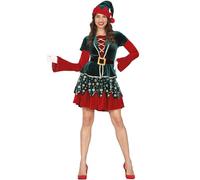 GUIRMA | Disfraz de Elfa Adulta - Vestido, Chaleco, Cinturón y Gorro - Disfraces de Cuentos, Hadas y Fiestas de Fin de Año - Ideal para Mujeres - Rojo y Verde