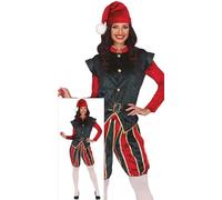 GUIRMA | Disfraz de Elfa Paje (42-44/L) - Casaca, Gorro y Pantalón - Disfraces de Navidad y Año Nuevo para Fiestas de Elfos y Celebraciones - Ideal para Mujer Adulta - Rojo y Verde
