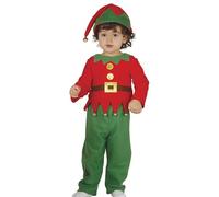 GUIRMA | Disfraz de Elfo Baby (18-24/Meses) - Camisa, Gorro y Pantalón - Disfraces de Navidad, Cuentos y Hadas para Fiestas de Año Nuevo y Celebraciones - Ideal para Bebés Niños - Verde y Rojo