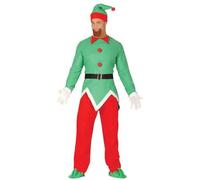 Guirma- Disfraz de Elfo Adulto Navidad, Liso, Color Verde Rojo, L (41691)